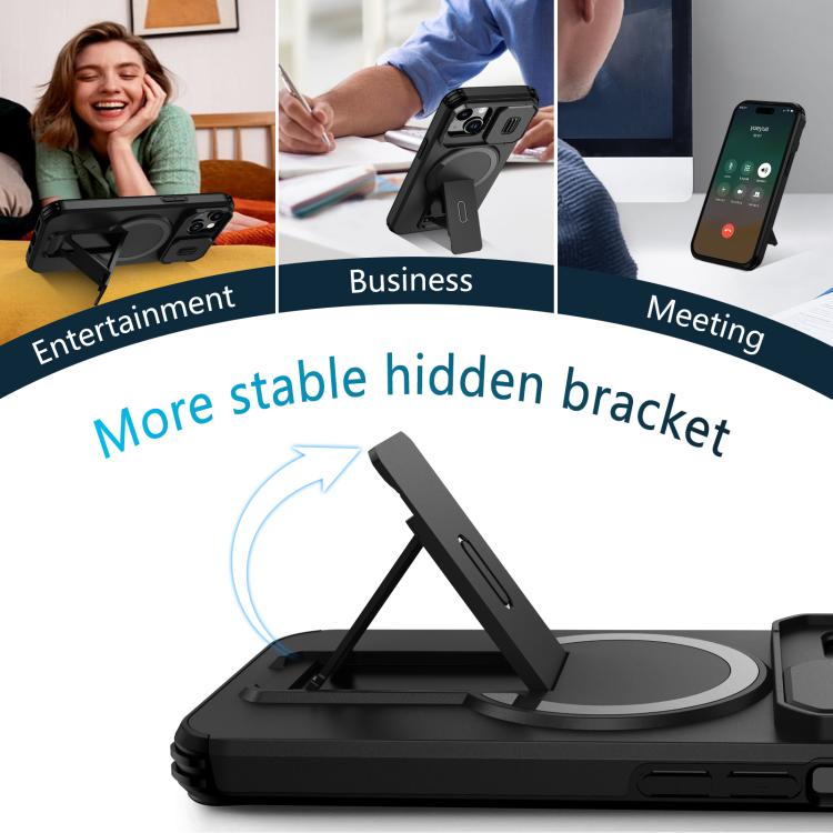 For iPhone 14 / 13 Sliding Camshield MagSafe Holder Phone Case