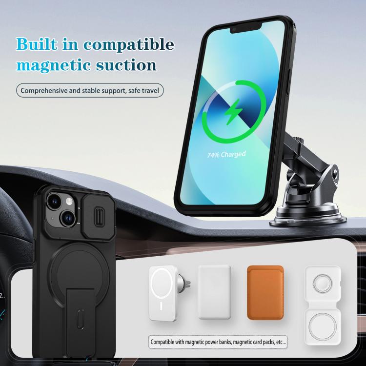 For iPhone 14 / 13 Sliding Camshield MagSafe Holder Phone Case