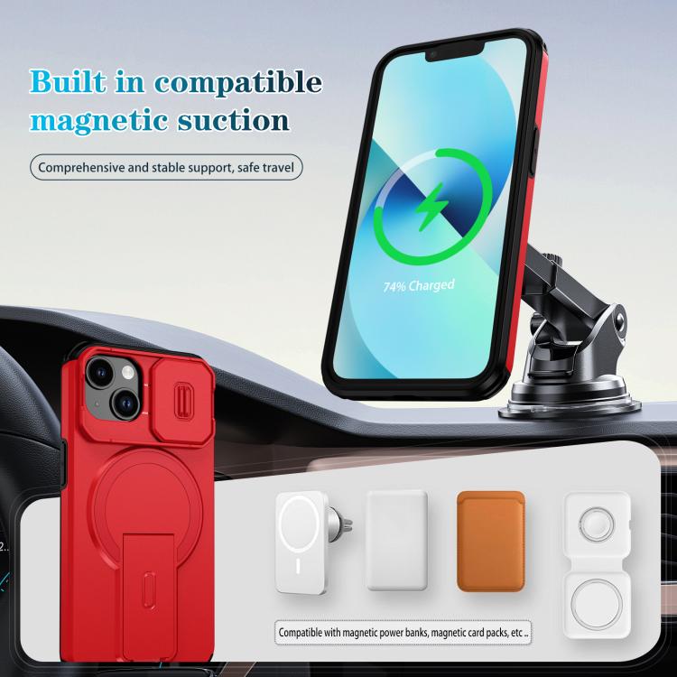 For iPhone 14 / 13 Sliding Camshield MagSafe Holder Phone Case