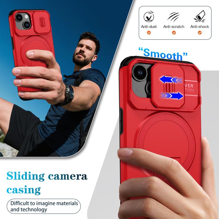 For iPhone 14 / 13 Sliding Camshield MagSafe Holder Phone Case
