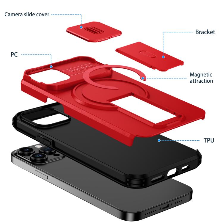 For iPhone 14 / 13 Sliding Camshield MagSafe Holder Phone Case