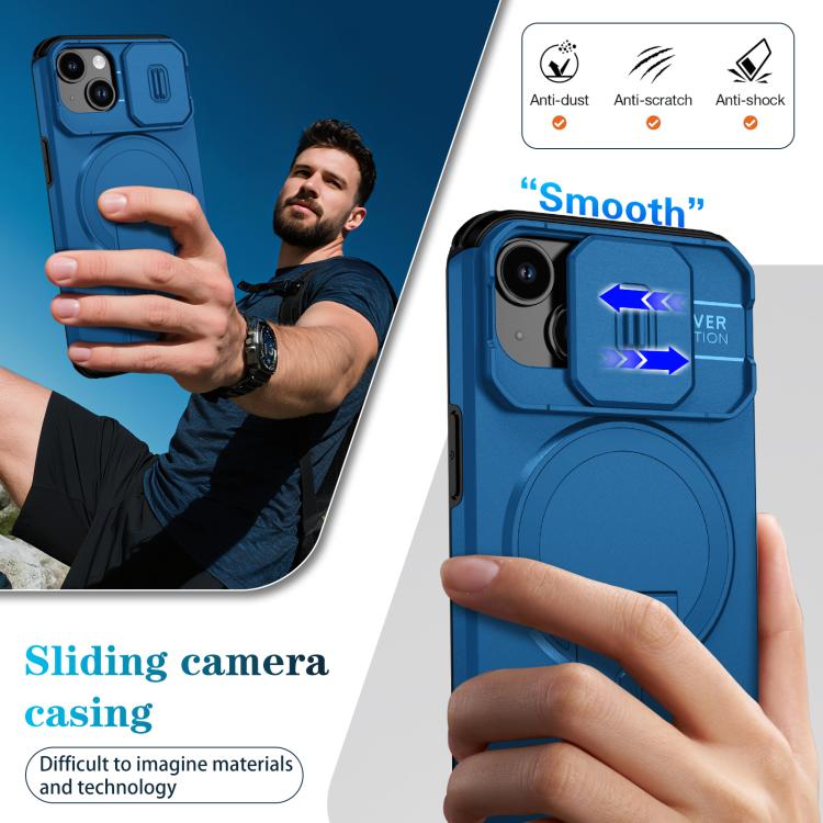 For iPhone 14 / 13 Sliding Camshield MagSafe Holder Phone Case