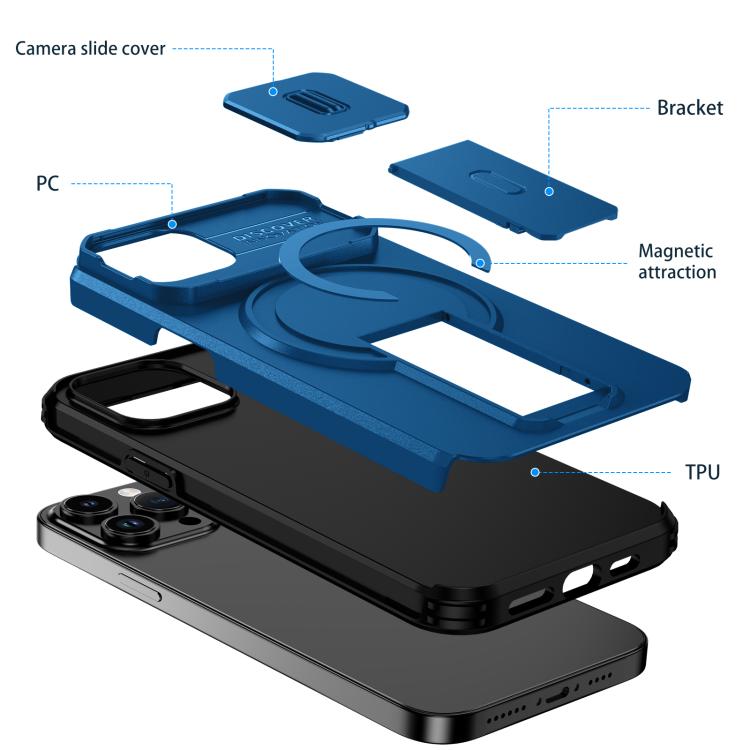 For iPhone 14 / 13 Sliding Camshield MagSafe Holder Phone Case