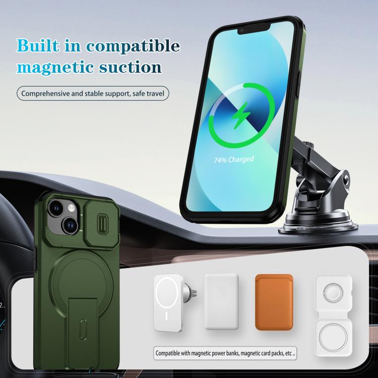 For iPhone 14 / 13 Sliding Camshield MagSafe Holder Phone Case