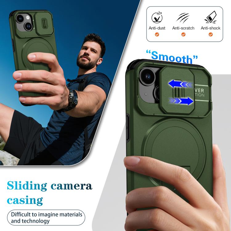 For iPhone 14 / 13 Sliding Camshield MagSafe Holder Phone Case