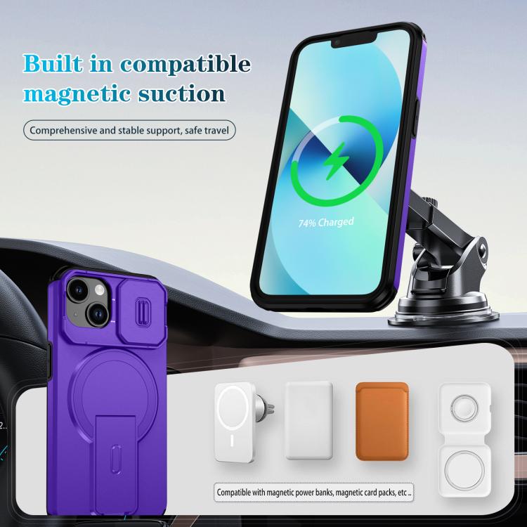 For iPhone 14 / 13 Sliding Camshield MagSafe Holder Phone Case