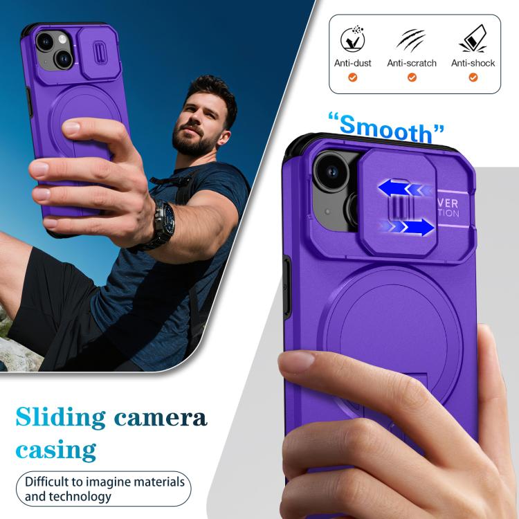 For iPhone 14 / 13 Sliding Camshield MagSafe Holder Phone Case
