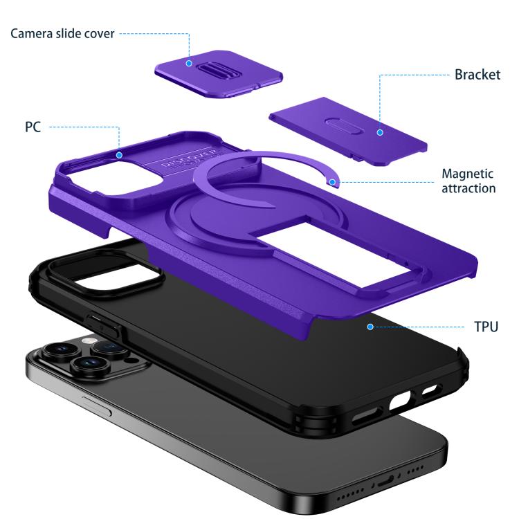 For iPhone 14 / 13 Sliding Camshield MagSafe Holder Phone Case