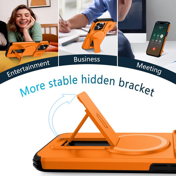 For iPhone 14 Pro Max Sliding Camshield MagSafe Holder Phone Case