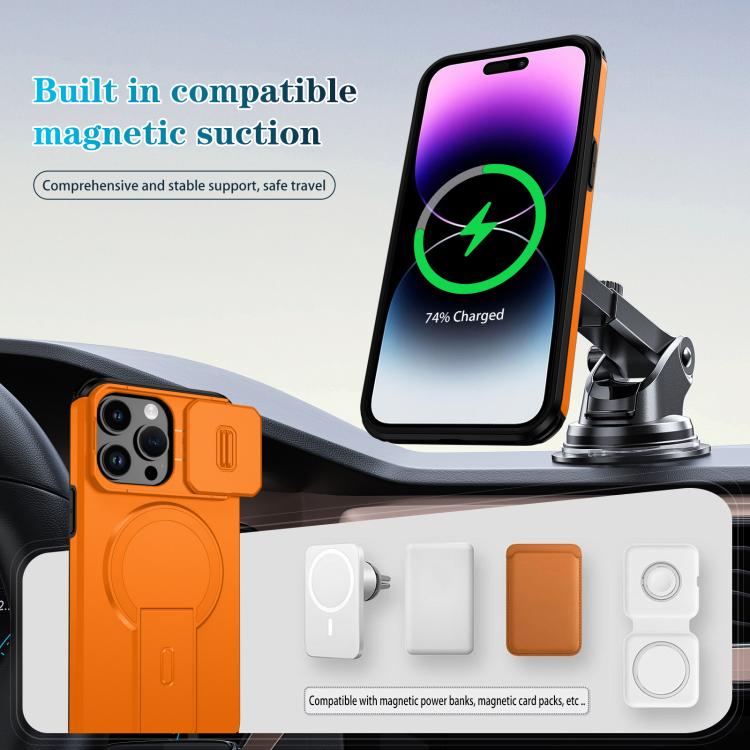 For iPhone 14 Pro Max Sliding Camshield MagSafe Holder Phone Case