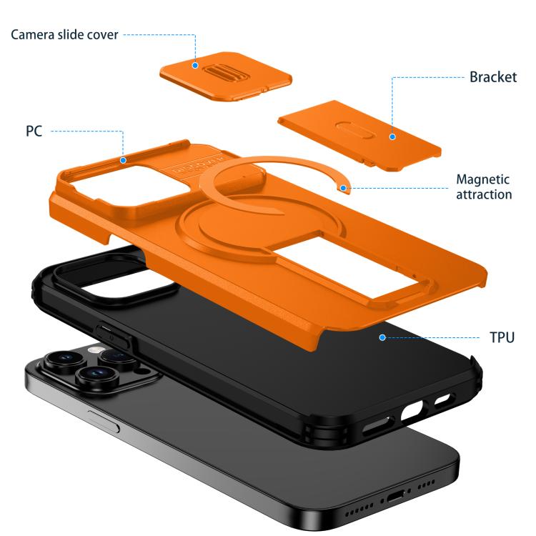 For iPhone 14 Pro Max Sliding Camshield MagSafe Holder Phone Case