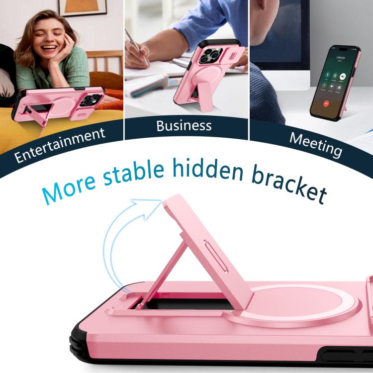 For iPhone 14 Pro Max Sliding Camshield MagSafe Holder Phone Case