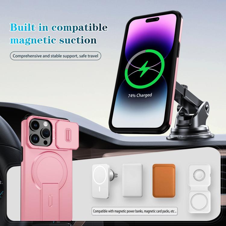 For iPhone 14 Pro Max Sliding Camshield MagSafe Holder Phone Case