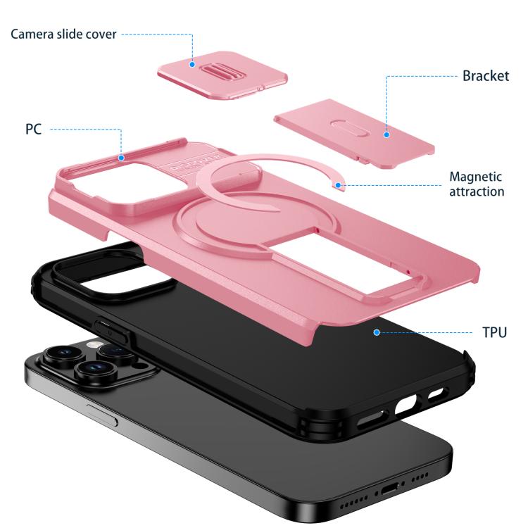 For iPhone 14 Pro Max Sliding Camshield MagSafe Holder Phone Case