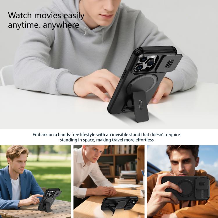 For iPhone 14 Pro Max Sliding Camshield MagSafe Holder Phone Case