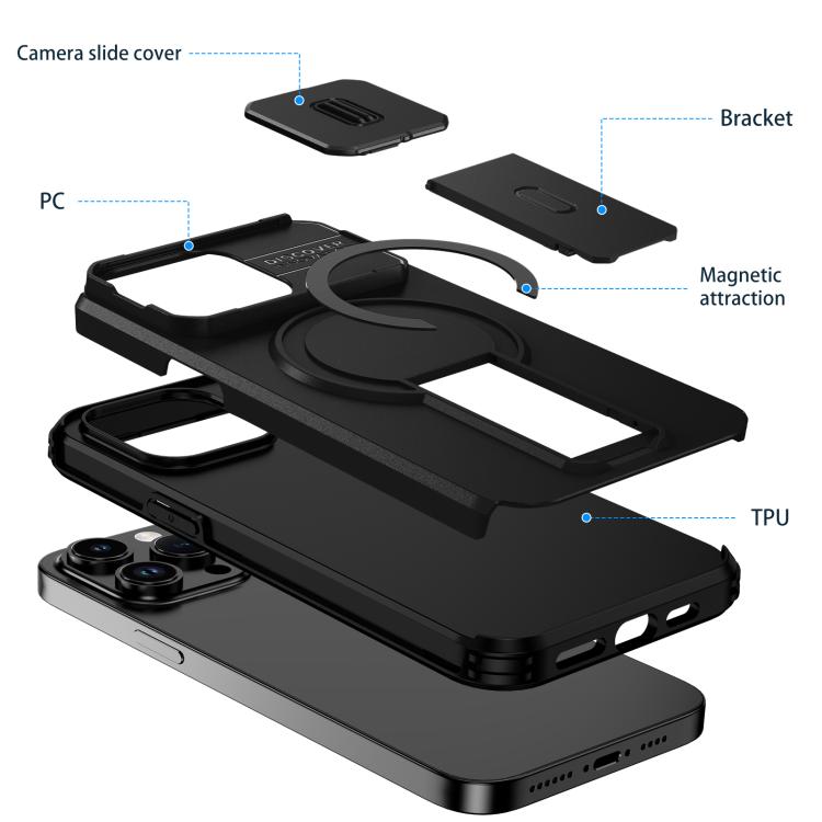For iPhone 14 Pro Max Sliding Camshield MagSafe Holder Phone Case
