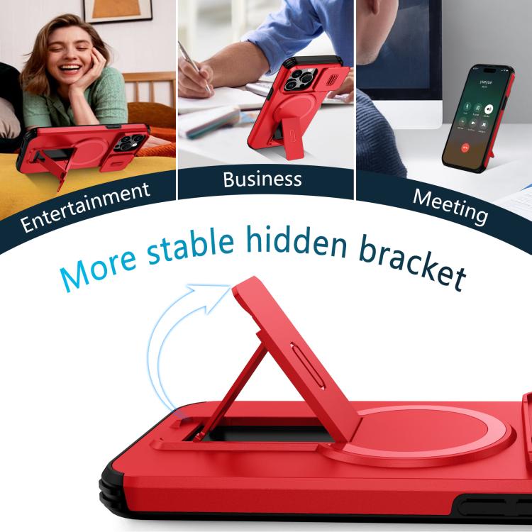 For iPhone 14 Pro Max Sliding Camshield MagSafe Holder Phone Case
