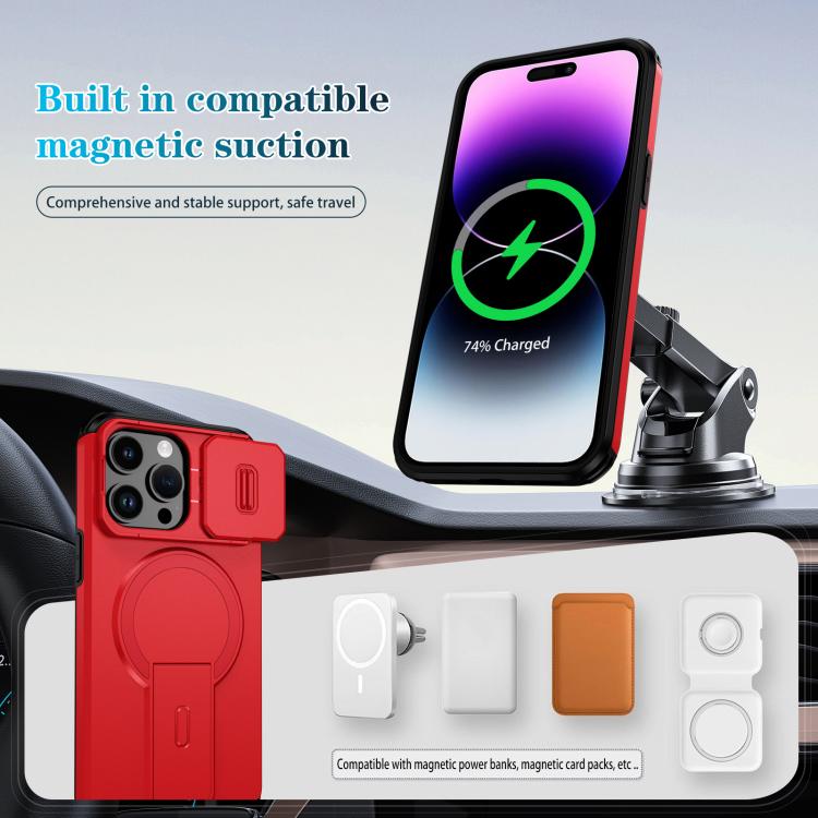 For iPhone 14 Pro Max Sliding Camshield MagSafe Holder Phone Case