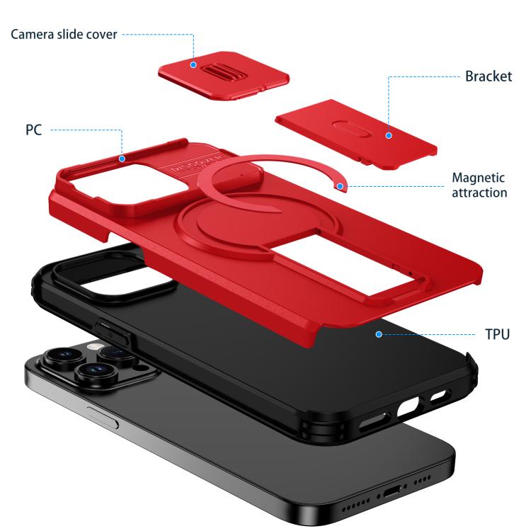 For iPhone 14 Pro Max Sliding Camshield MagSafe Holder Phone Case
