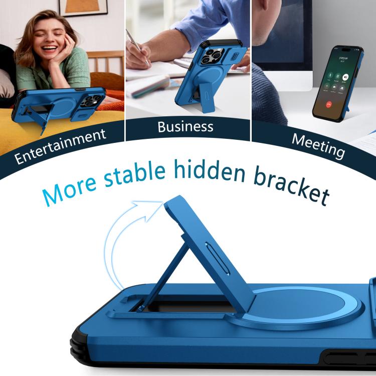 For iPhone 14 Pro Max Sliding Camshield MagSafe Holder Phone Case