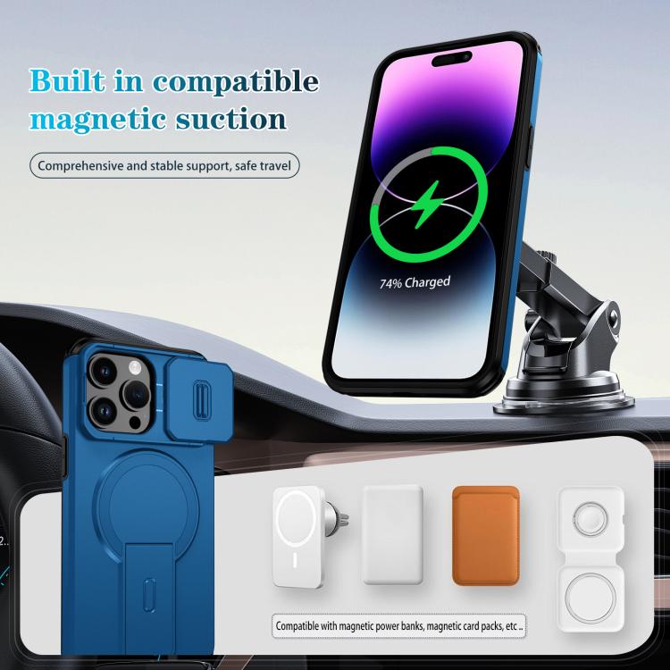 For iPhone 14 Pro Max Sliding Camshield MagSafe Holder Phone Case