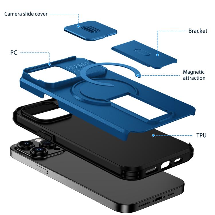 For iPhone 14 Pro Max Sliding Camshield MagSafe Holder Phone Case