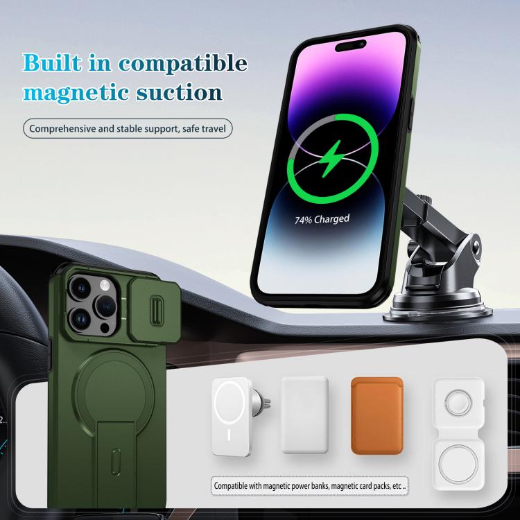 For iPhone 14 Pro Max Sliding Camshield MagSafe Holder Phone Case