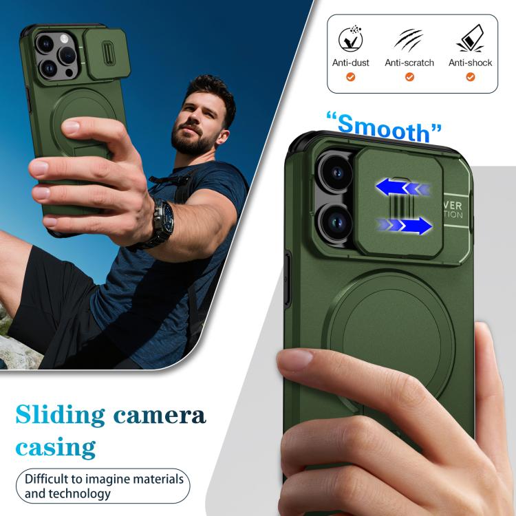 For iPhone 14 Pro Max Sliding Camshield MagSafe Holder Phone Case