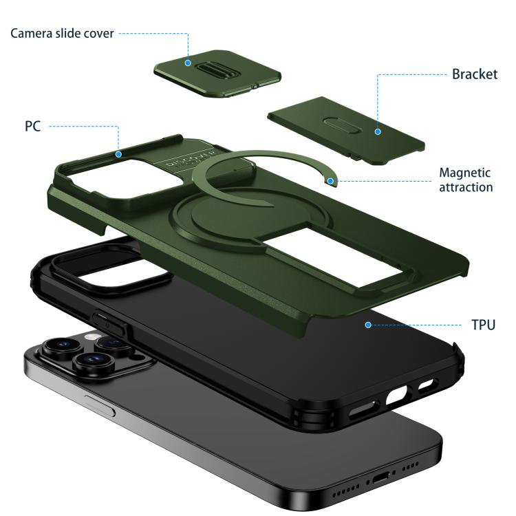 For iPhone 14 Pro Max Sliding Camshield MagSafe Holder Phone Case