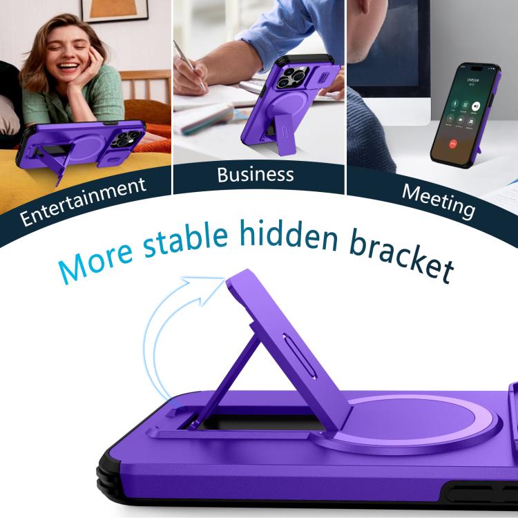 For iPhone 14 Pro Max Sliding Camshield MagSafe Holder Phone Case