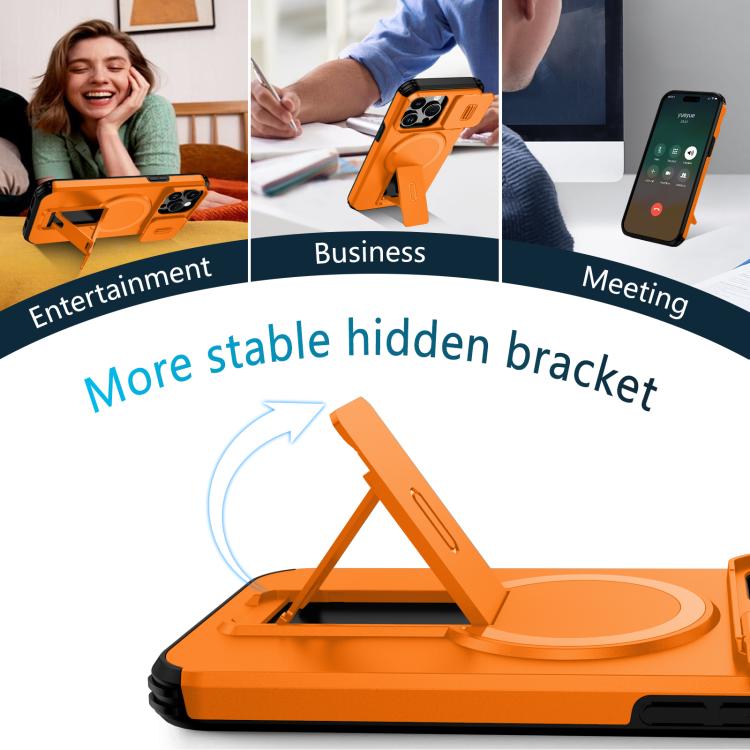For iPhone 14 Pro Sliding Camshield MagSafe Holder Phone Case