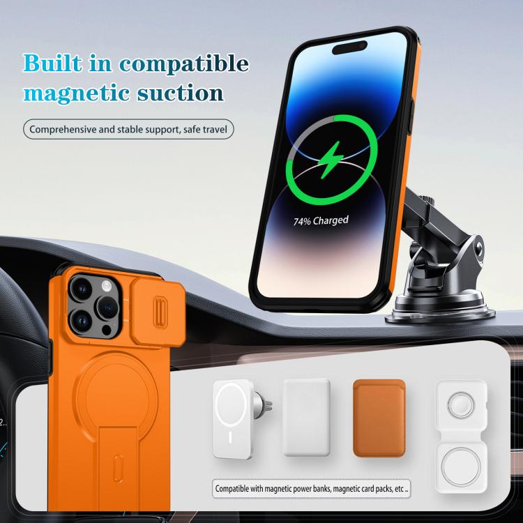 For iPhone 14 Pro Sliding Camshield MagSafe Holder Phone Case