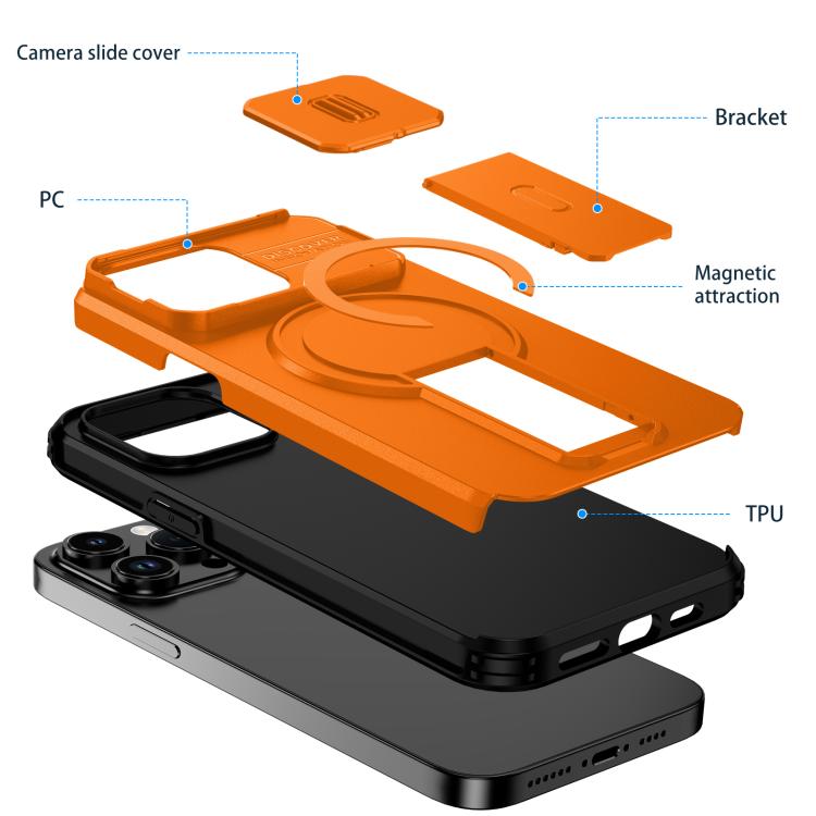 For iPhone 14 Pro Sliding Camshield MagSafe Holder Phone Case