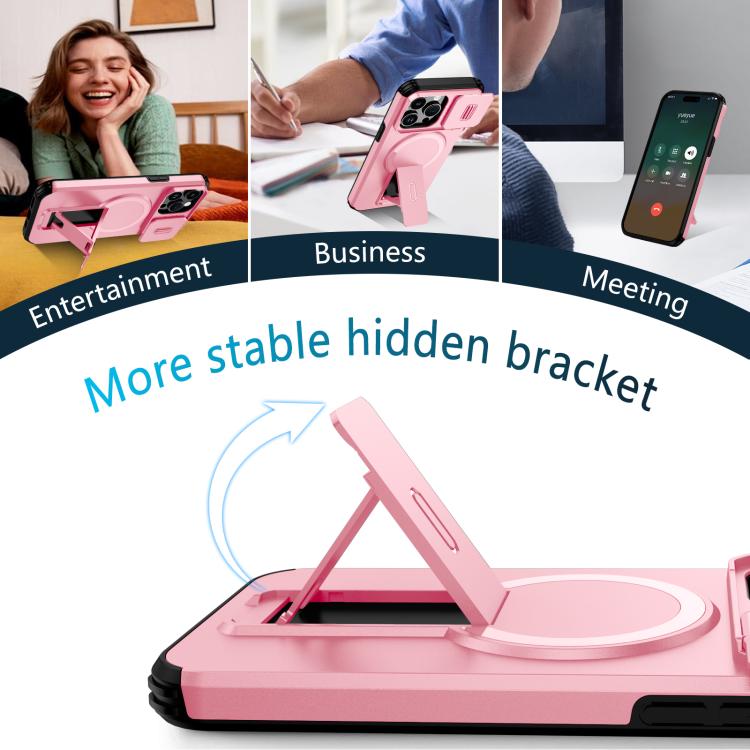 For iPhone 14 Pro Sliding Camshield MagSafe Holder Phone Case
