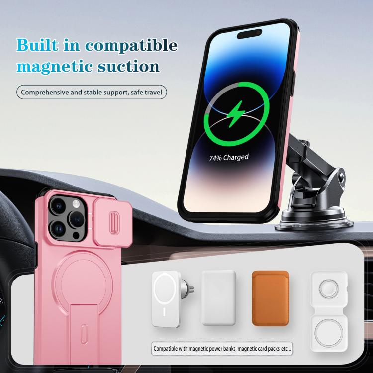 For iPhone 14 Pro Sliding Camshield MagSafe Holder Phone Case