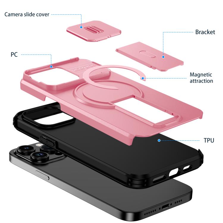 For iPhone 14 Pro Sliding Camshield MagSafe Holder Phone Case
