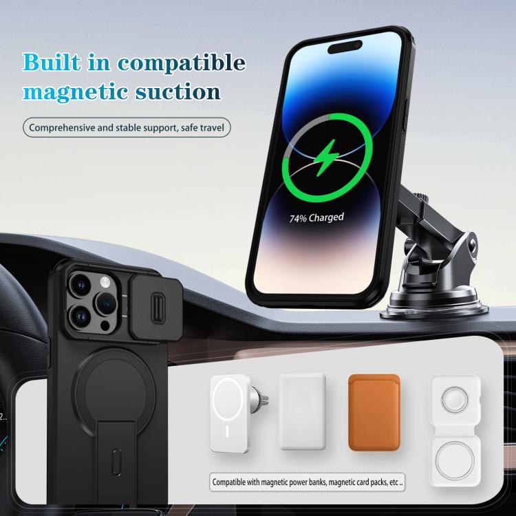 For iPhone 14 Pro Sliding Camshield MagSafe Holder Phone Case