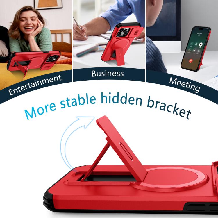 For iPhone 14 Pro Sliding Camshield MagSafe Holder Phone Case