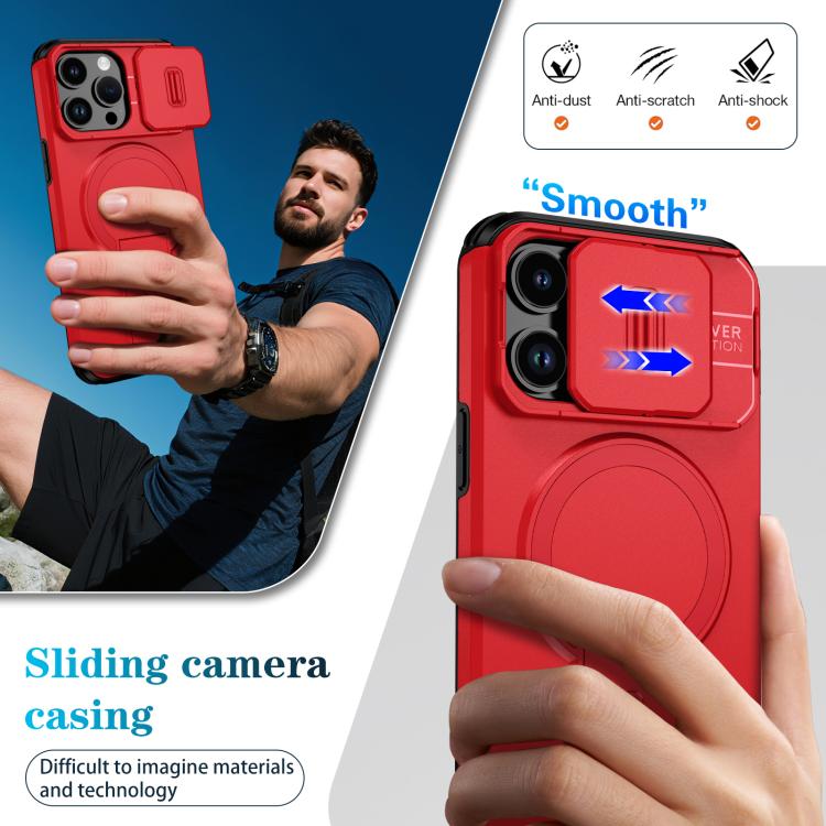For iPhone 14 Pro Sliding Camshield MagSafe Holder Phone Case
