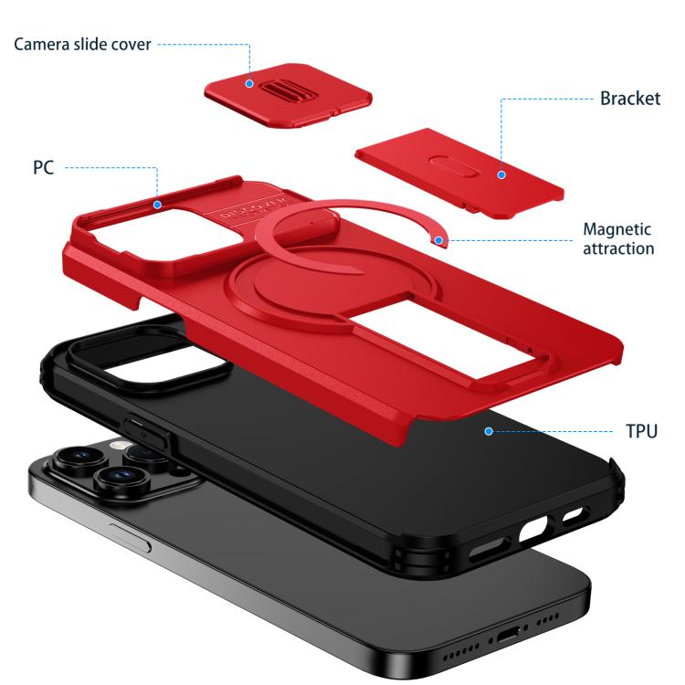 For iPhone 14 Pro Sliding Camshield MagSafe Holder Phone Case
