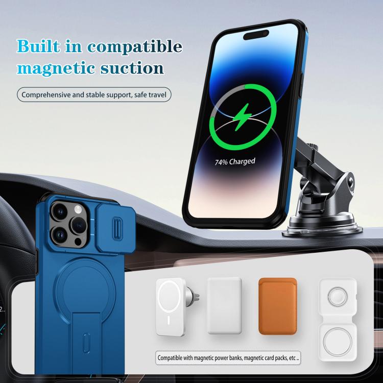 For iPhone 14 Pro Sliding Camshield MagSafe Holder Phone Case