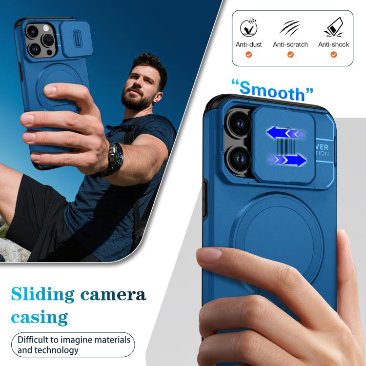 For iPhone 14 Pro Sliding Camshield MagSafe Holder Phone Case