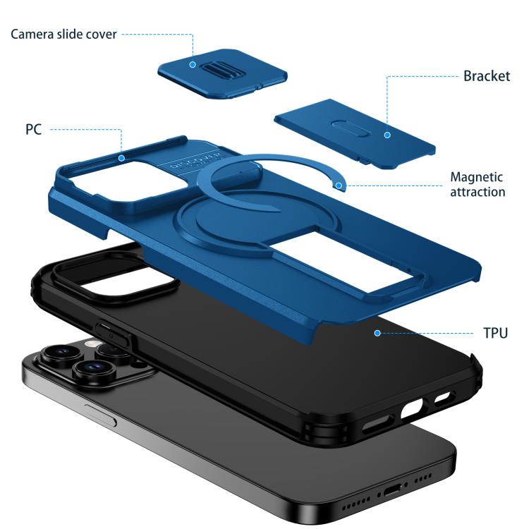 For iPhone 14 Pro Sliding Camshield MagSafe Holder Phone Case