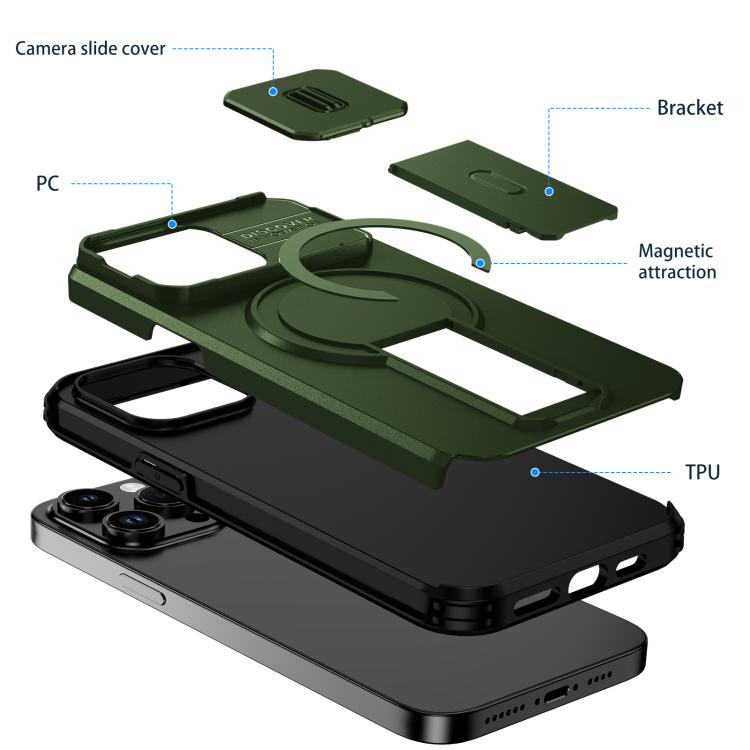 For iPhone 14 Pro Sliding Camshield MagSafe Holder Phone Case