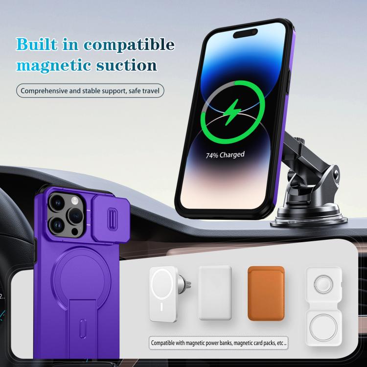 For iPhone 14 Pro Sliding Camshield MagSafe Holder Phone Case