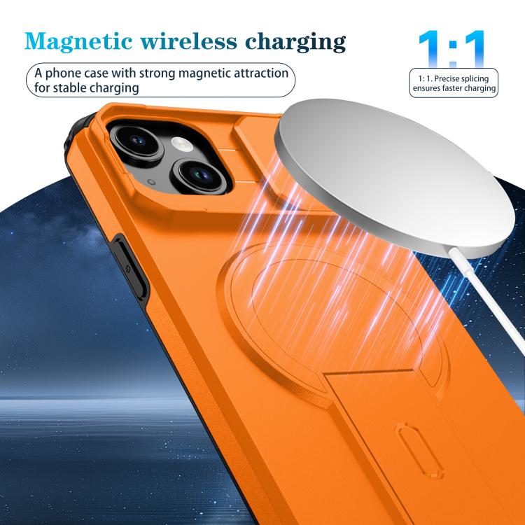 For iPhone 15 Plus / 14 Plus Sliding Camshield MagSafe Holder Phone Case