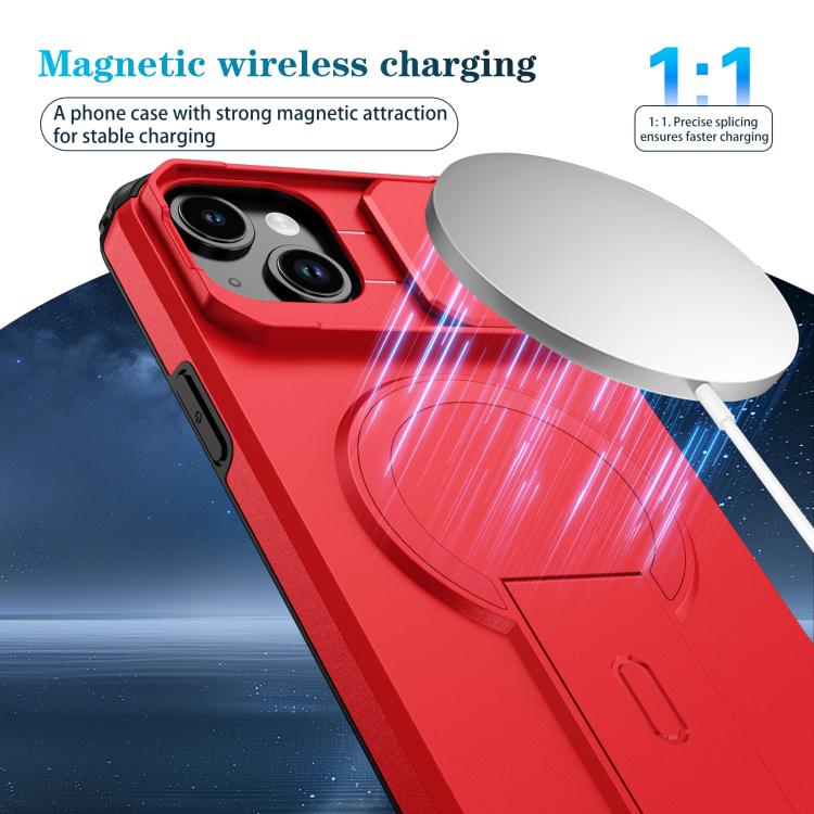 For iPhone 15 Plus / 14 Plus Sliding Camshield MagSafe Holder Phone Case