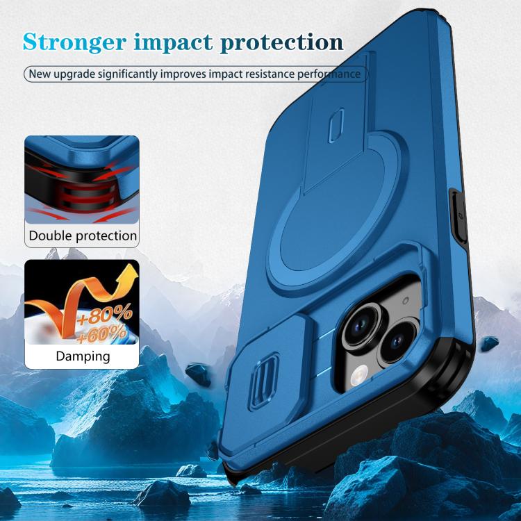 For iPhone 15 Plus / 14 Plus Sliding Camshield MagSafe Holder Phone Case