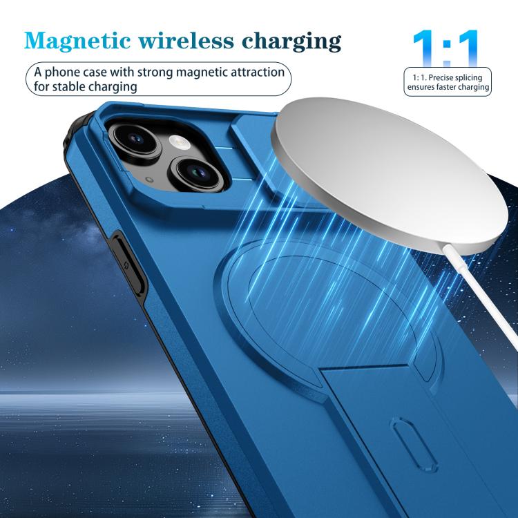 For iPhone 15 Plus / 14 Plus Sliding Camshield MagSafe Holder Phone Case