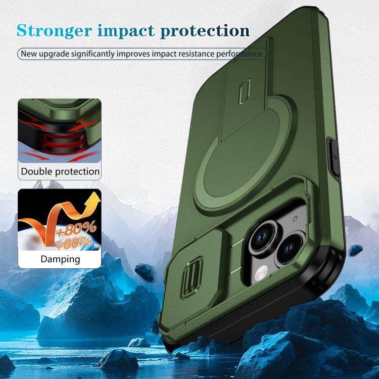 For iPhone 15 Plus / 14 Plus Sliding Camshield MagSafe Holder Phone Case